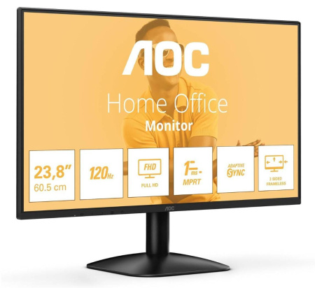 МОНИТОР 23.8" AOC 24B31H Black (IPS, 1920x1080, 120Hz, 1 ms, 178°/178°, 250 cd/m, 1500:1, +HDMI 1.4 (AC ext)), купить в Краснодаре