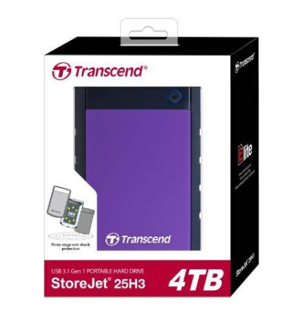 Внешний жесткий диск 4TB Transcend StoreJet 25H3B, 2.5", USB 3.0, резиновый противоударный, Синий, купить в Краснодаре