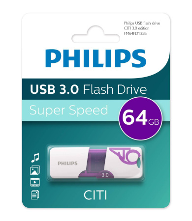 Флеш накопитель 64GB PHILIPS CITI3.0 64GB, USB 3.0, купить в Краснодаре