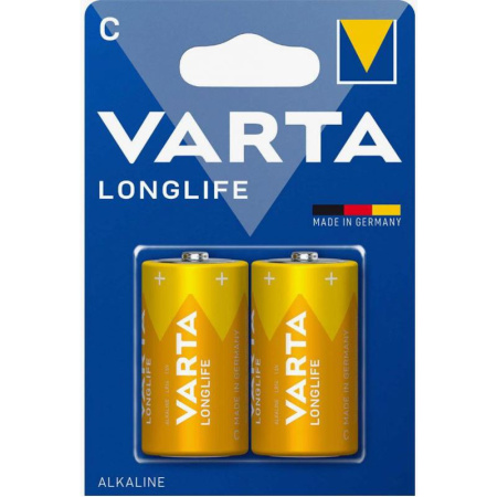 Батарейка Varta LONGLIFE LR14 C BL2 Alkaline 1.5V (4114) (2 / 20 / 200), купить в Краснодаре