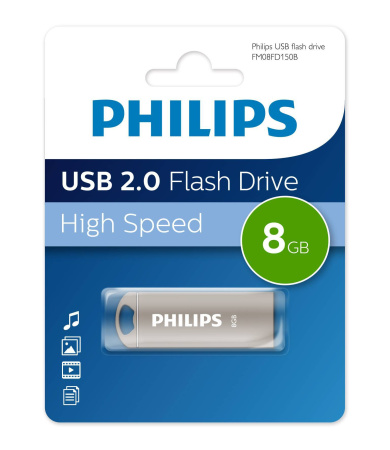 Флеш накопитель 8GB PHILIPS IRON 2.0 8GB, USB 2.0, купить в Краснодаре