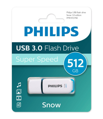 Флеш накопитель 512GB PHILIPS SNOW3.0 512GB, USB 3.0, купить в Краснодаре