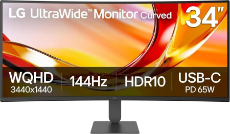 МОНИТОР 34" LG 34U640B-B Black (VA, изогнутый, 3440x1440, 144Hz, 5 ms, 178°/178°, 300 cd/m, 3000:1, +2хHDMI 2.0), купить в Краснодаре