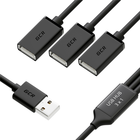 Хаб Greenconnect USB 2.0 Type-AM - 3 x USB 2.0 Type-AF 1.2 m, купить в Краснодаре
