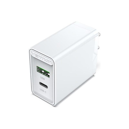 Сетевое зарядное устройство Vention на 2 порта USB (A+C) QC 4.0 Белый Vention FBBW0-EU, купить в Краснодаре
