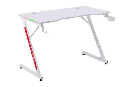 Defender Игровой компьютерный стол Solas подвес кружк+гарн,бел,МДФ,RGB, купить в Краснодаре
