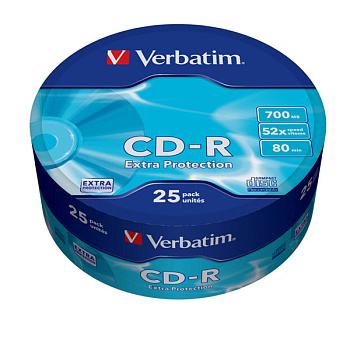 Диск CD-R Verbatim 700 Mb, 52x, Shrink (25), DL (25/300) (43726)