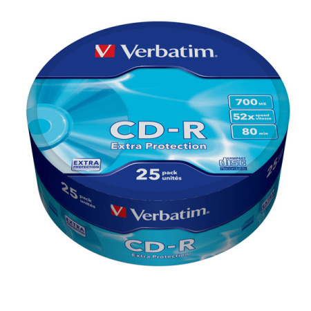 Диск CD-R Verbatim 700 Mb, 52x, Shrink (25), DL (25/300) (43726), купить в Краснодаре